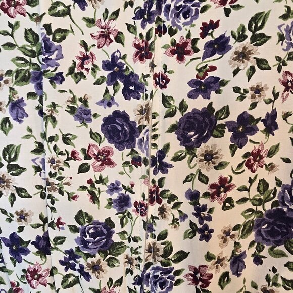 Vintage 80s Shirt Dress Floral Romantic Belted, Blue, Size 12 - Picture 13 of 15